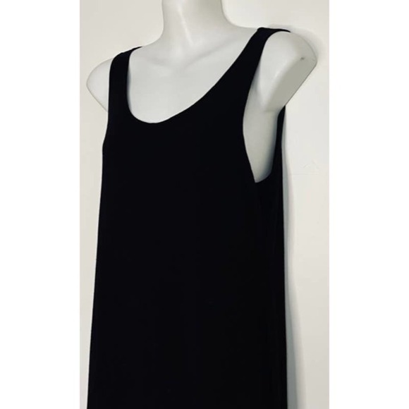 EILEEN FISHER BLACK VISCOSE KNIT SHEATH MIDI DRESS SIZE XS - Picture 3 of 10